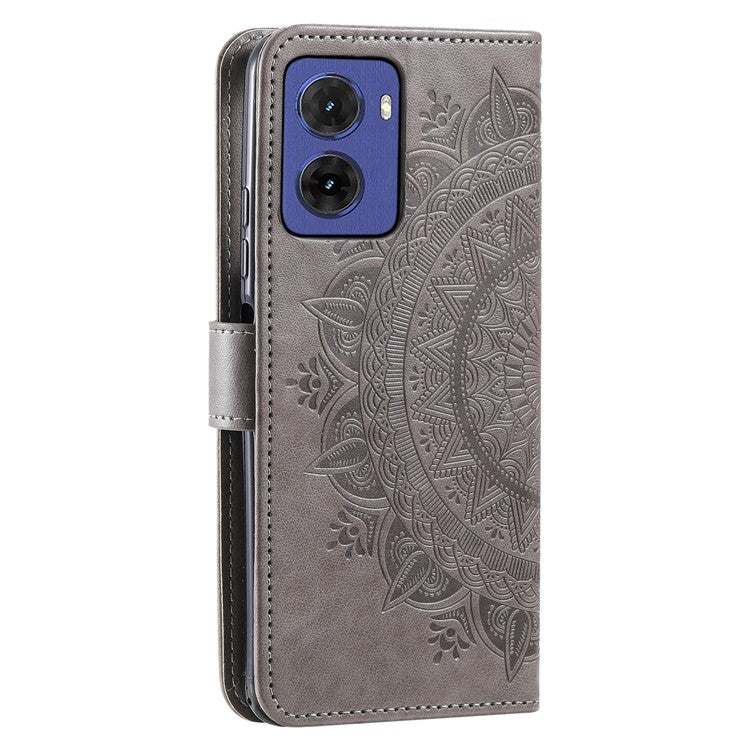 For Motorola Moto G05 4G Case Imprinted Totem PU Leather Wallet Stand Phone Cover - Grey