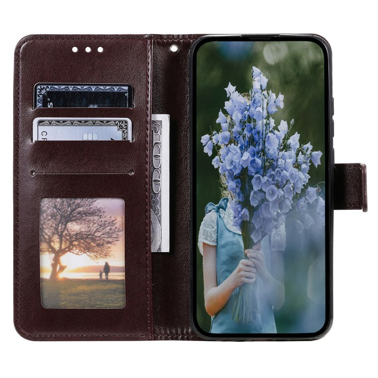 For Motorola Moto G05 4G Case Imprinted Totem PU Leather Wallet Stand Phone Cover - Brown