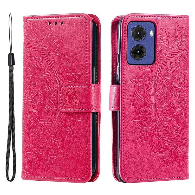 For Motorola Moto G05 4G Case Imprinted Totem PU Leather Wallet Stand Phone Cover - Rose