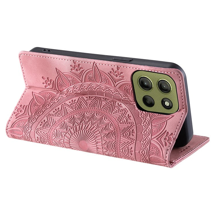 Style-010 For Motorola Moto G15 4G Case Magnetic Closing Leather Phone Cover Pattern Imprinted - Rose Gold