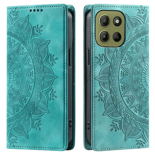 Style-010 For Motorola Moto G15 4G Case Magnetic Closing Leather Phone Cover Pattern Imprinted - Mint Green