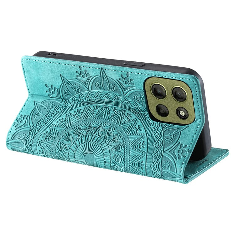 Style-010 For Motorola Moto G15 4G Case Magnetic Closing Leather Phone Cover Pattern Imprinted - Mint Green