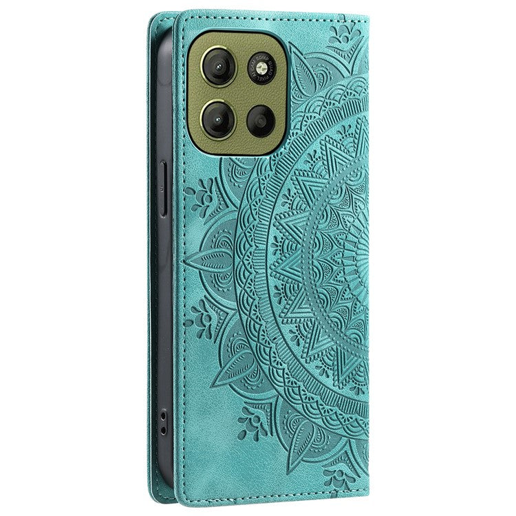 Style-010 For Motorola Moto G15 4G Case Magnetic Closing Leather Phone Cover Pattern Imprinted - Mint Green