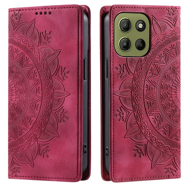 Style-010 For Motorola Moto G15 4G Case Magnetic Closing Leather Phone Cover Pattern Imprinted - Rose