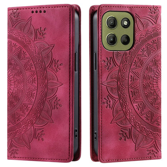 Style-010 For Motorola Moto G15 4G Case Magnetic Closing Leather Phone Cover Pattern Imprinted - Rose