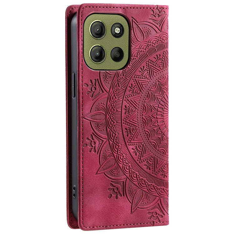 Style-010 For Motorola Moto G15 4G Case Magnetic Closing Leather Phone Cover Pattern Imprinted - Rose