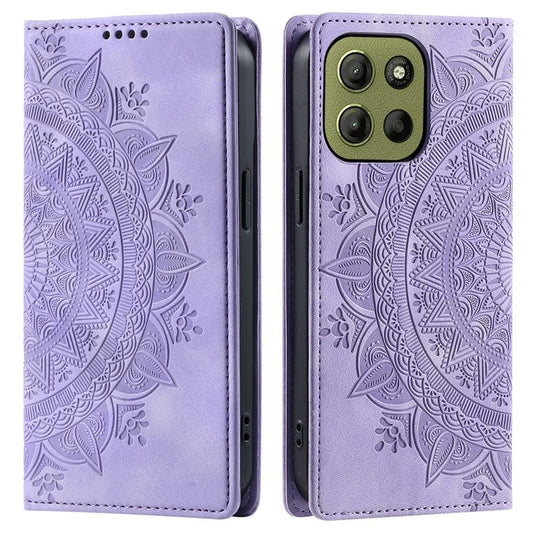 Style-010 For Motorola Moto G15 4G Case Magnetic Closing Leather Phone Cover Pattern Imprinted - Purple