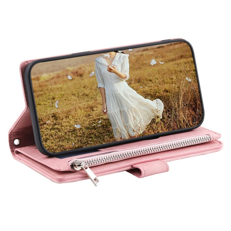 Style 005 For Motorola Moto G15 4G Wallet Case Rhombus Stitching Line PU Leather Phone Cover - Rose Gold