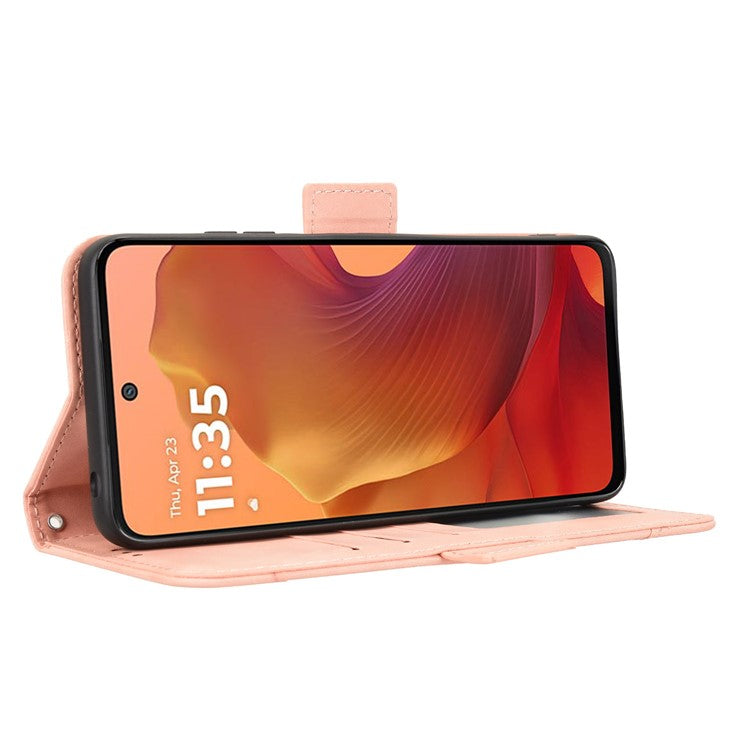 For Motorola Moto G15 4G / G15 Power 4G Leather Case Phone Wallet Cover with Multiple Card Slots - Pink