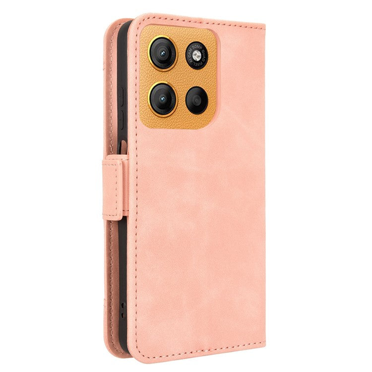 For Motorola Moto G15 4G / G15 Power 4G Leather Case Phone Wallet Cover with Multiple Card Slots - Pink