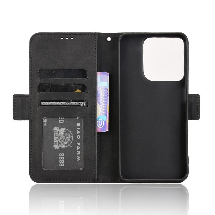 For Motorola Moto G15 4G / G15 Power 4G Leather Case Phone Wallet Cover with Multiple Card Slots - Black