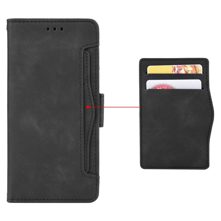 For Motorola Moto G15 4G / G15 Power 4G Leather Case Phone Wallet Cover with Multiple Card Slots - Black