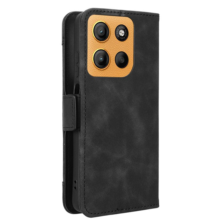 For Motorola Moto G15 4G / G15 Power 4G Leather Case Phone Wallet Cover with Multiple Card Slots - Black