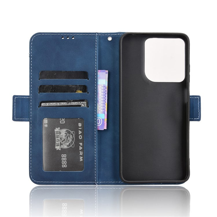 For Motorola Moto G15 4G / G15 Power 4G Leather Case Phone Wallet Cover with Multiple Card Slots - Blue