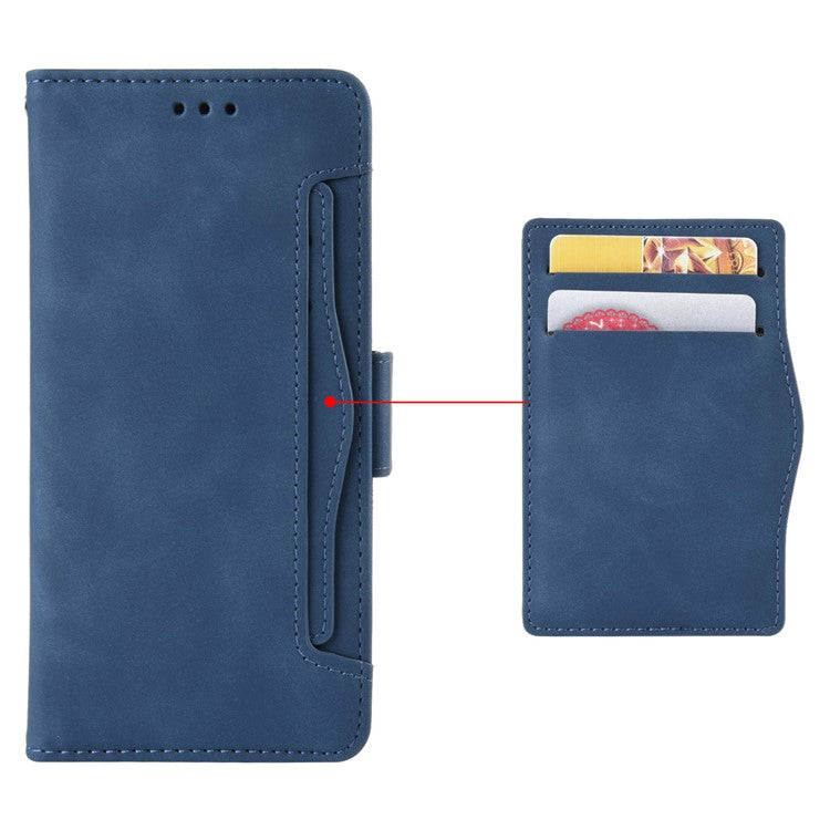 For Motorola Moto G15 4G / G15 Power 4G Leather Case Phone Wallet Cover with Multiple Card Slots - Blue