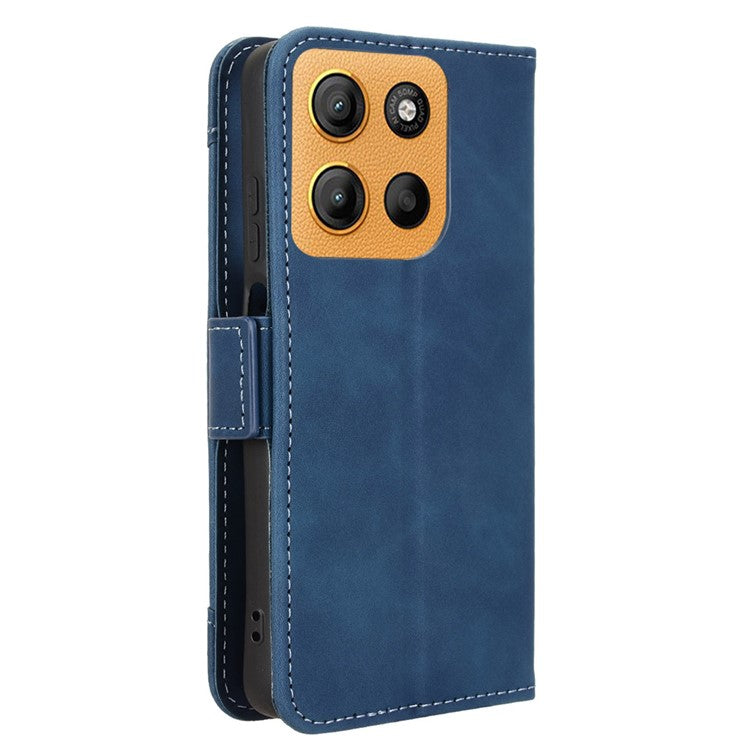 For Motorola Moto G15 4G / G15 Power 4G Leather Case Phone Wallet Cover with Multiple Card Slots - Blue