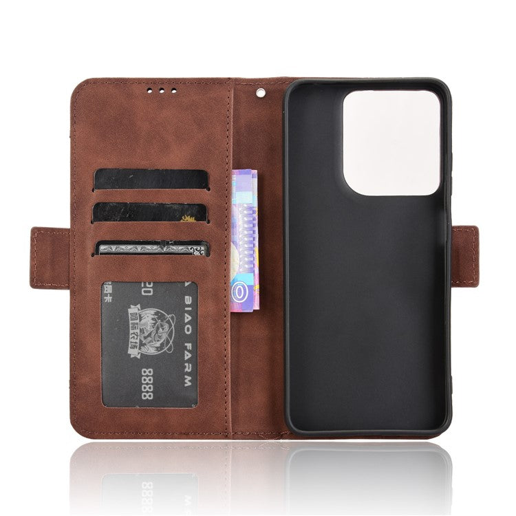 For Motorola Moto G15 4G / G15 Power 4G Leather Case Phone Wallet Cover with Multiple Card Slots - Brown