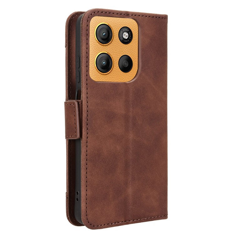 For Motorola Moto G15 4G / G15 Power 4G Leather Case Phone Wallet Cover with Multiple Card Slots - Brown
