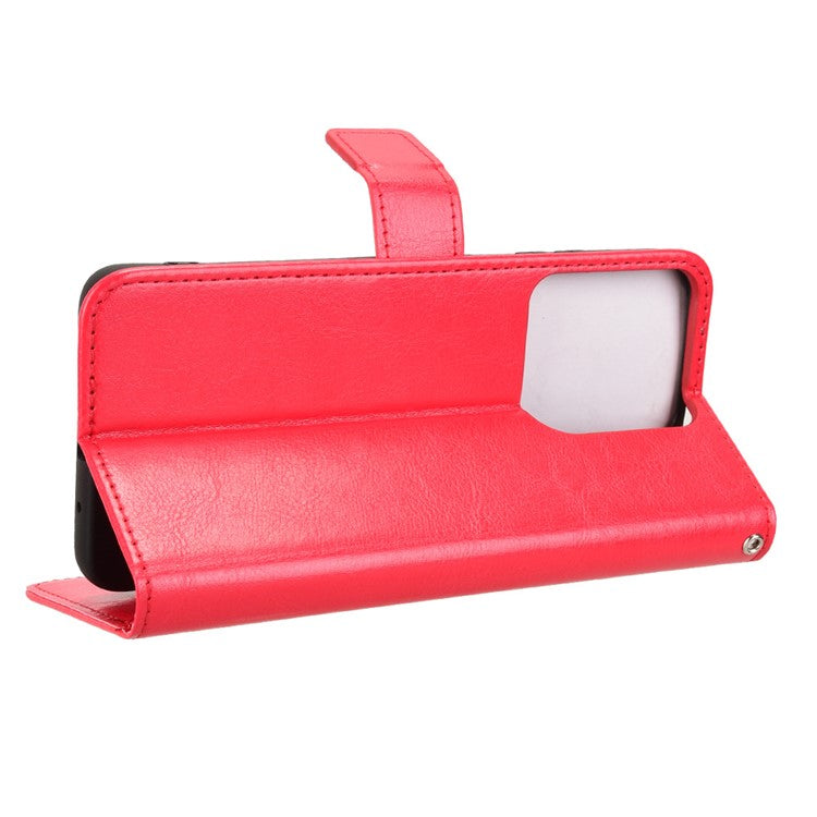 For Motorola Moto G15 4G / G15 Power 4G Case Crazy Horse Texture PU Leather Phone Wallet Cover - Red