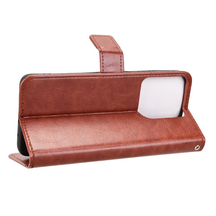 For Motorola Moto G15 4G / G15 Power 4G Case Crazy Horse Texture PU Leather Phone Wallet Cover - Brown