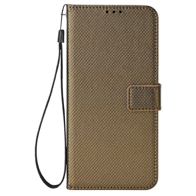 For Motorola Moto G15 4G / G15 Power 4G Case PU Leather Diamond Texture Wallet Phone Cover - Brown