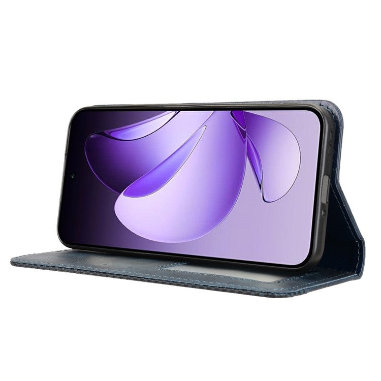 For Oppo Reno13 5G (Global) Leather Case Wallet Stand Retro Texture Phone Cover - Blue