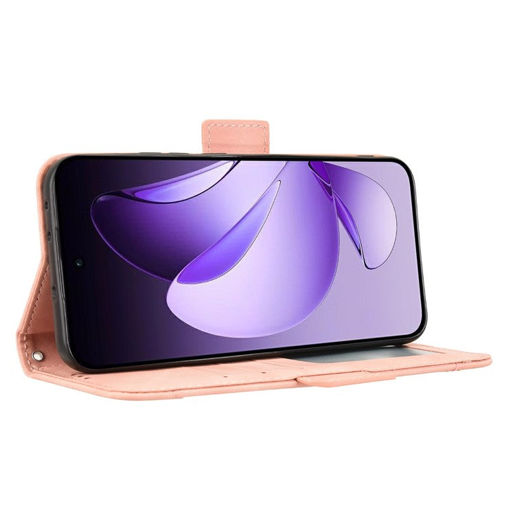 For Oppo Reno13 5G (Global) Leather Case Phone Wallet Cover with Multiple Card Slots - Pink