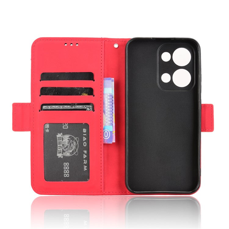 For Oppo Reno13 5G (Global) Leather Case Phone Wallet Cover with Multiple Card Slots - Red