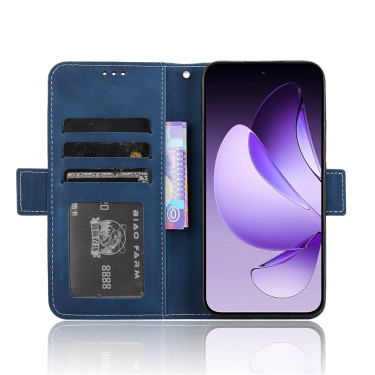 For Oppo Reno13 5G (Global) Leather Case Phone Wallet Cover with Multiple Card Slots - Blue