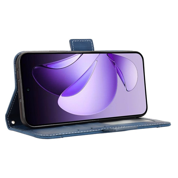 For Oppo Reno13 5G (Global) Leather Case Phone Wallet Cover with Multiple Card Slots - Blue