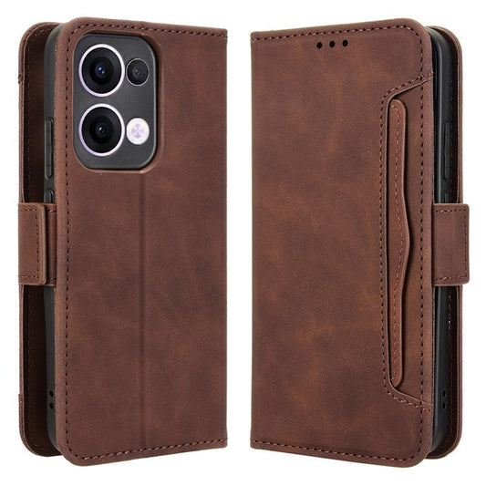 For Oppo Reno13 5G (Global) Leather Case Phone Wallet Cover with Multiple Card Slots - Brown