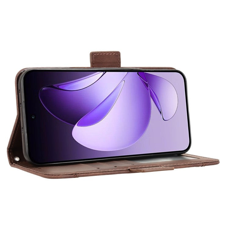 For Oppo Reno13 5G (Global) Leather Case Phone Wallet Cover with Multiple Card Slots - Brown