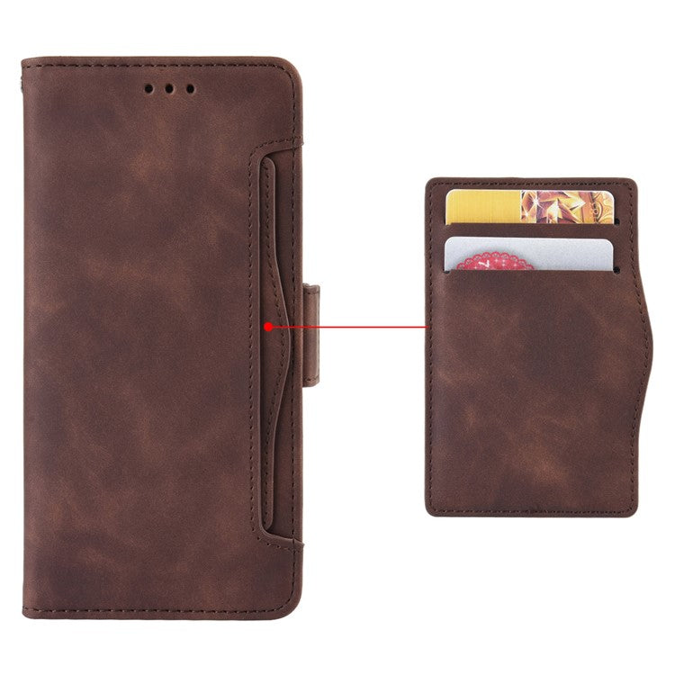 For Oppo Reno13 5G (Global) Leather Case Phone Wallet Cover with Multiple Card Slots - Brown