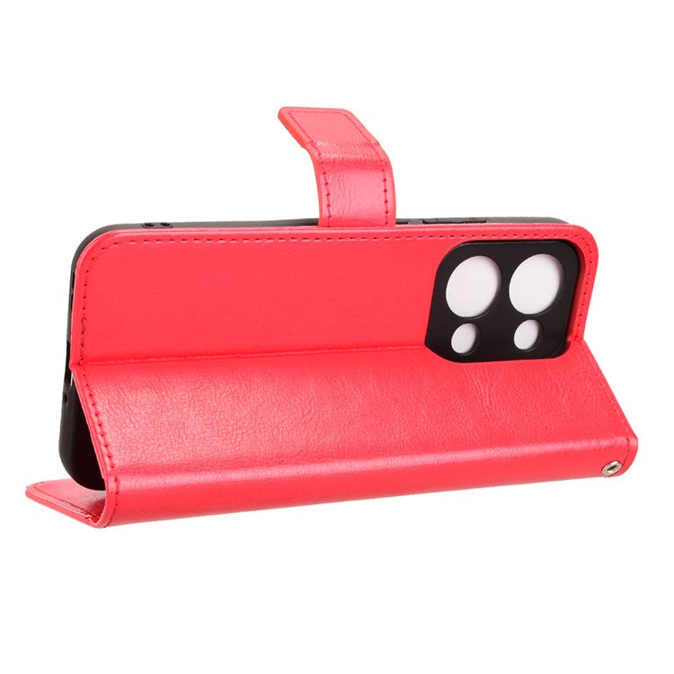 For Oppo Reno13 5G (Global) Case Crazy Horse Texture PU Leather Phone Wallet Cover - Red