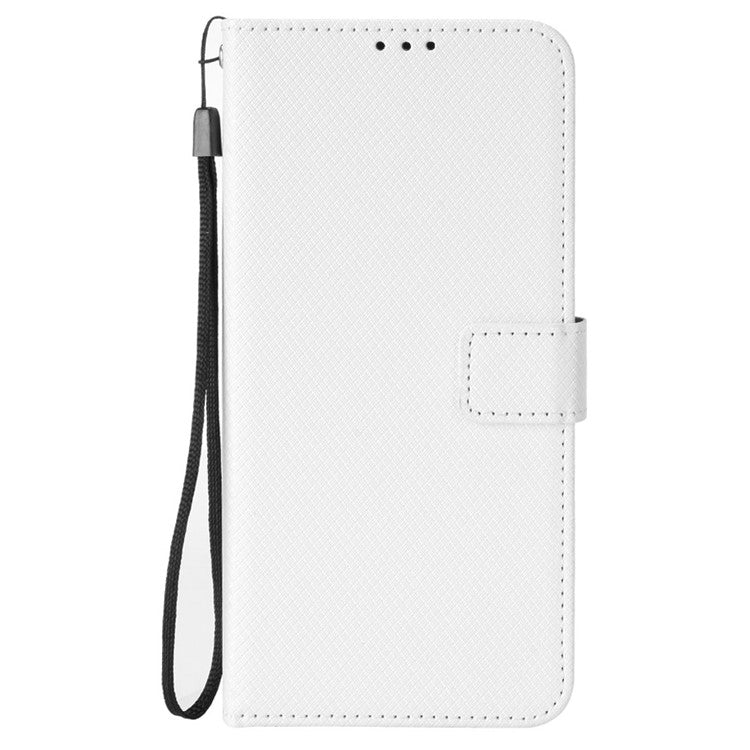 For Oppo Reno13 5G (Global) Case PU Leather Diamond Texture Wallet Phone Cover - White