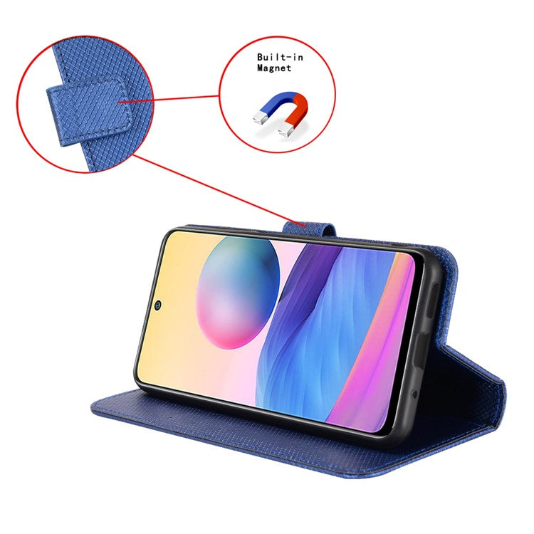 For Oppo Reno13 5G (Global) Case PU Leather Diamond Texture Wallet Phone Cover - Blue