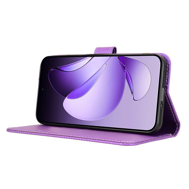 For Oppo Reno13 5G (Global) Case PU Leather Diamond Texture Wallet Phone Cover - Purple