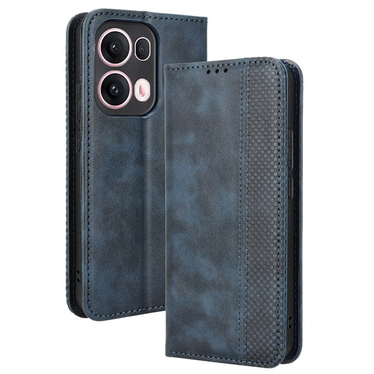 For Oppo Reno13 Pro 5G Leather Case Wallet Stand Retro Texture Phone Cover - Blue