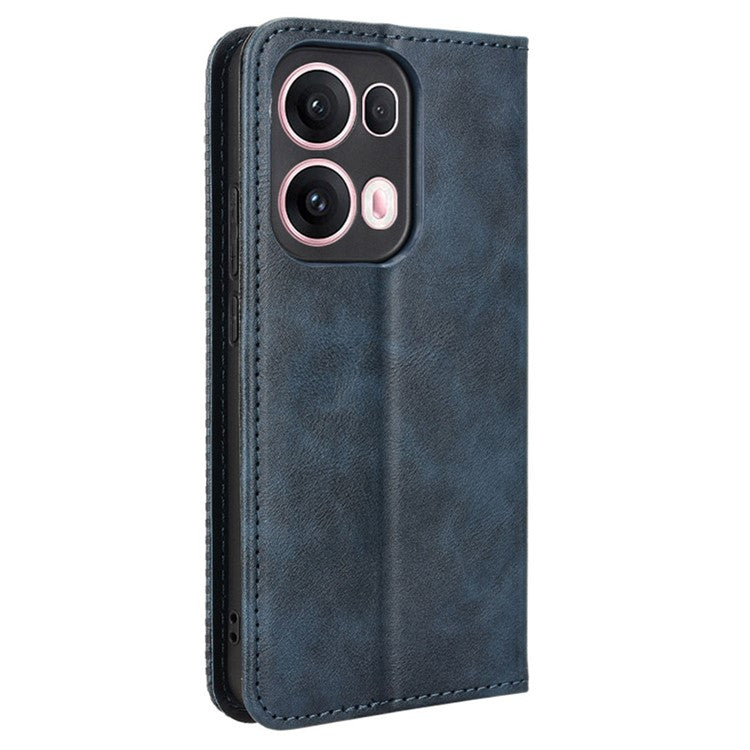 For Oppo Reno13 Pro 5G Leather Case Wallet Stand Retro Texture Phone Cover - Blue