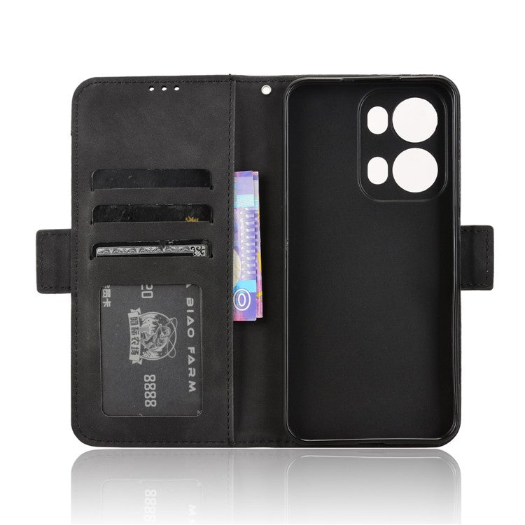 For Oppo Reno13 Pro 5G Leather Case Phone Wallet Cover with Multiple Card Slots - Black