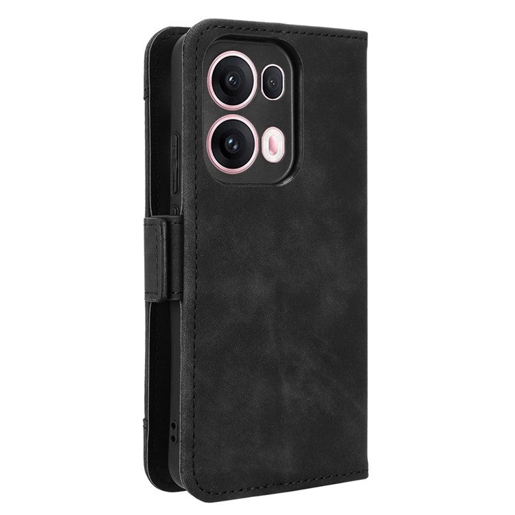 For Oppo Reno13 Pro 5G Leather Case Phone Wallet Cover with Multiple Card Slots - Black