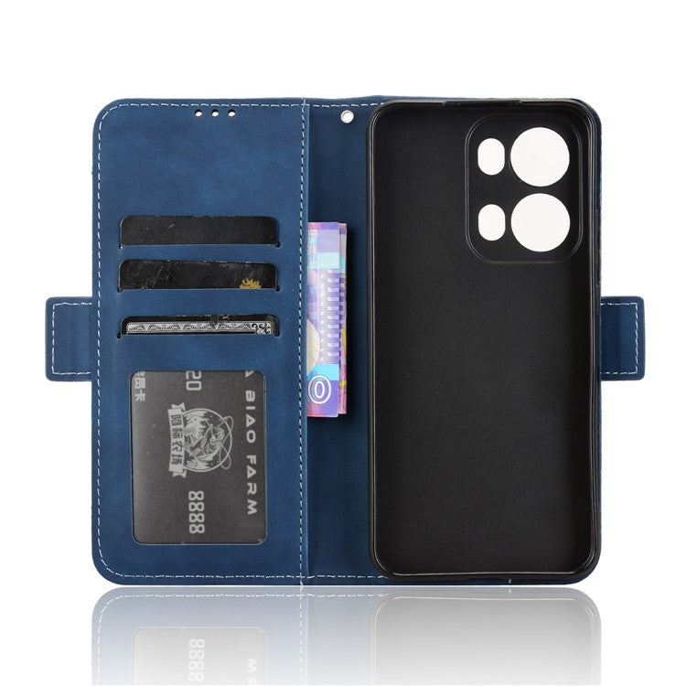 For Oppo Reno13 Pro 5G Leather Case Phone Wallet Cover with Multiple Card Slots - Blue