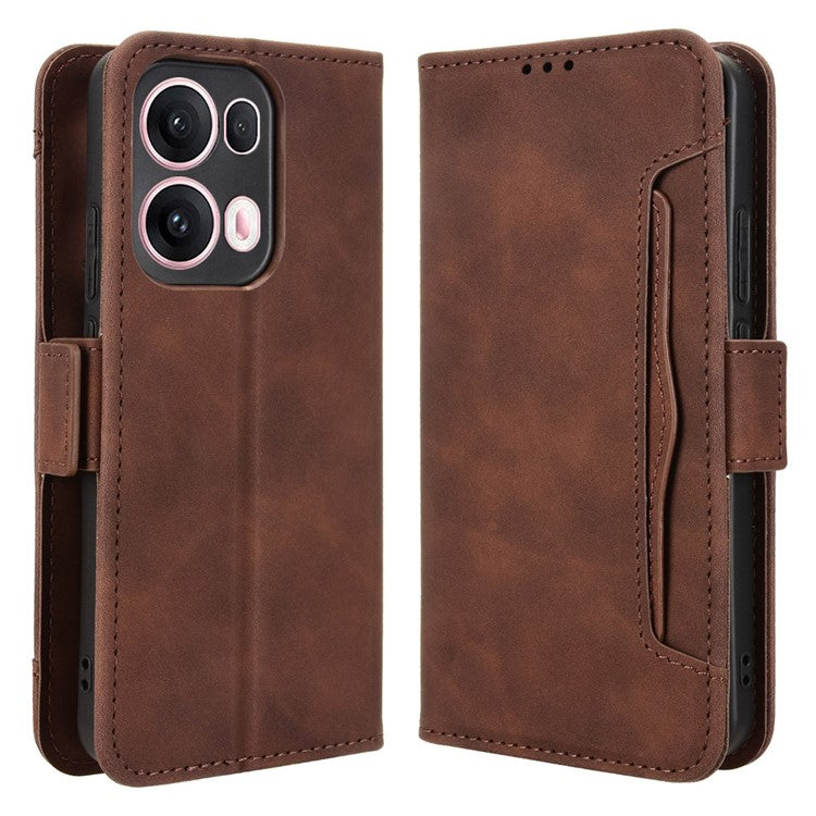 For Oppo Reno13 Pro 5G Leather Case Phone Wallet Cover with Multiple Card Slots - Brown