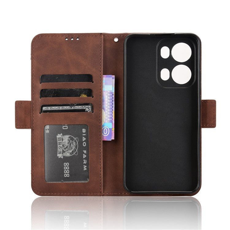For Oppo Reno13 Pro 5G Leather Case Phone Wallet Cover with Multiple Card Slots - Brown