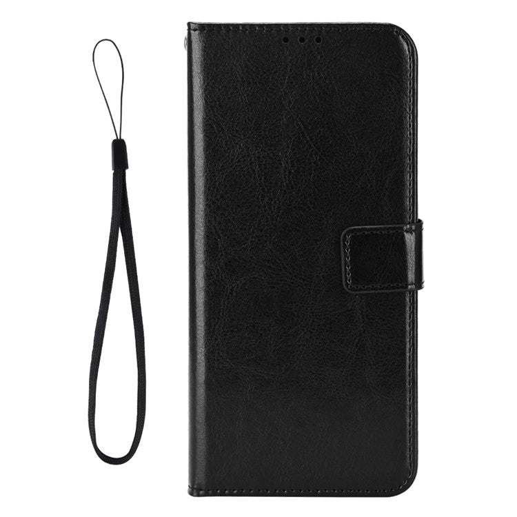 For Oppo Reno13 Pro 5G Case Crazy Horse Texture PU Leather Phone Wallet Cover - Black