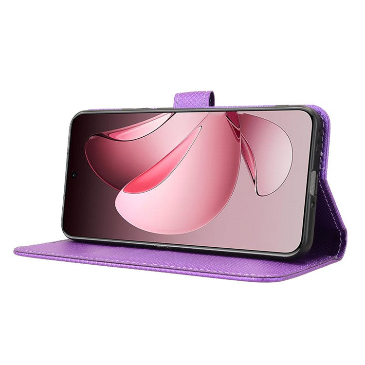 For Oppo Reno13 Pro 5G Case PU Leather Diamond Texture Wallet Phone Cover - Purple