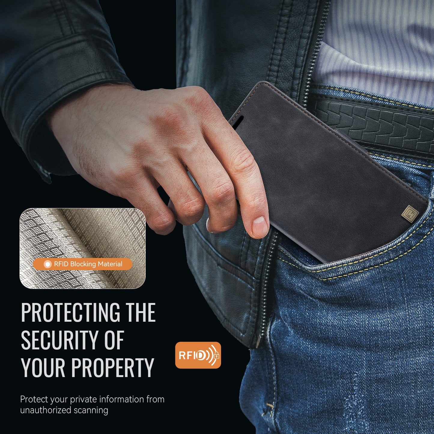 For Google Pixel 8 Pro Case AUTSPACE A11 RFID Blocking Retro Leather Cell Phone Wallet Cover - Black