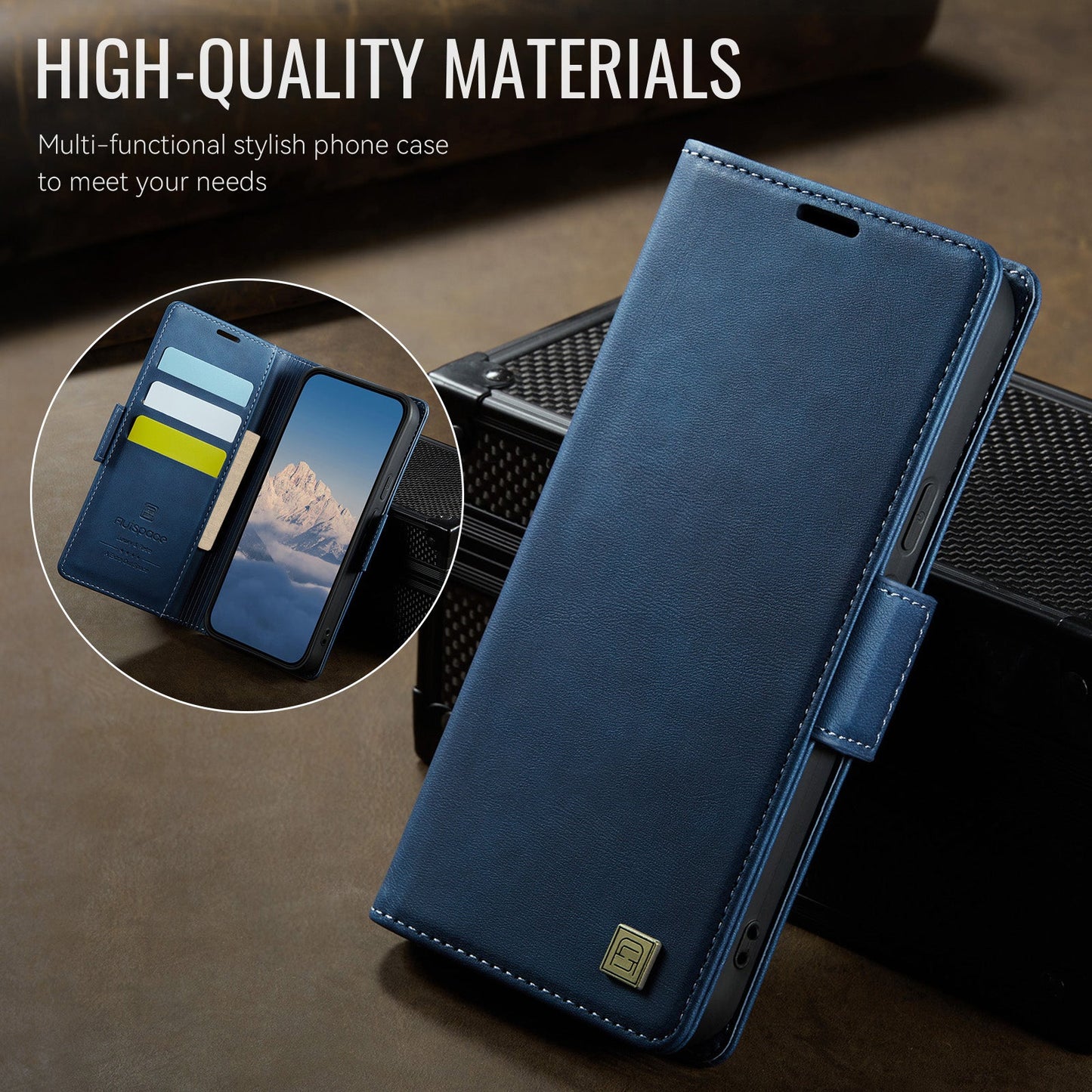 For Google Pixel 9 Pro / Google Pixel 9 Case AUTSPACE A11 RFID Blocking Retro Leather Cell Phone Wallet Cover - Blue