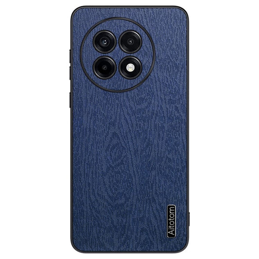 For OnePlus Ace 5 5G Case Wood Texture PU Leather Coated PC TPU Phone Cover - Blue