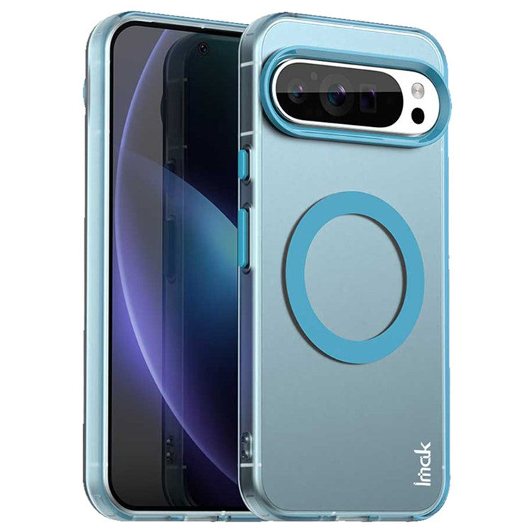 IMAK For Google Pixel 9 Pro  /  Pixel 9 Case Compatible with MagSafe Candy Color Anti Drop TPU + PET Back Cover - Blue